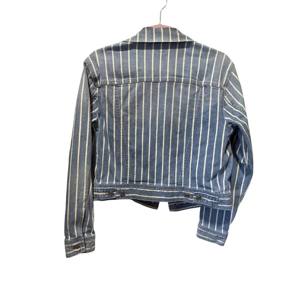 Lauren Ralph Lauren Denim Railroad Stripe Trucker Jacket Size S